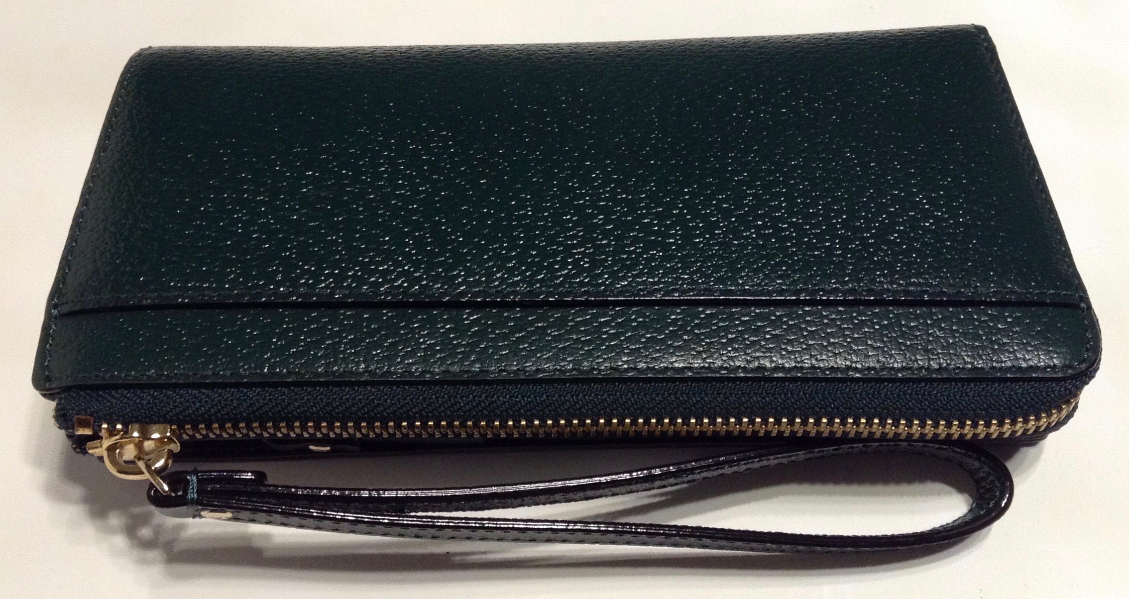 Kate Spade Wellesley Layton Leather Tech Wallet Clutch WLRU1779 Night  Forest Green