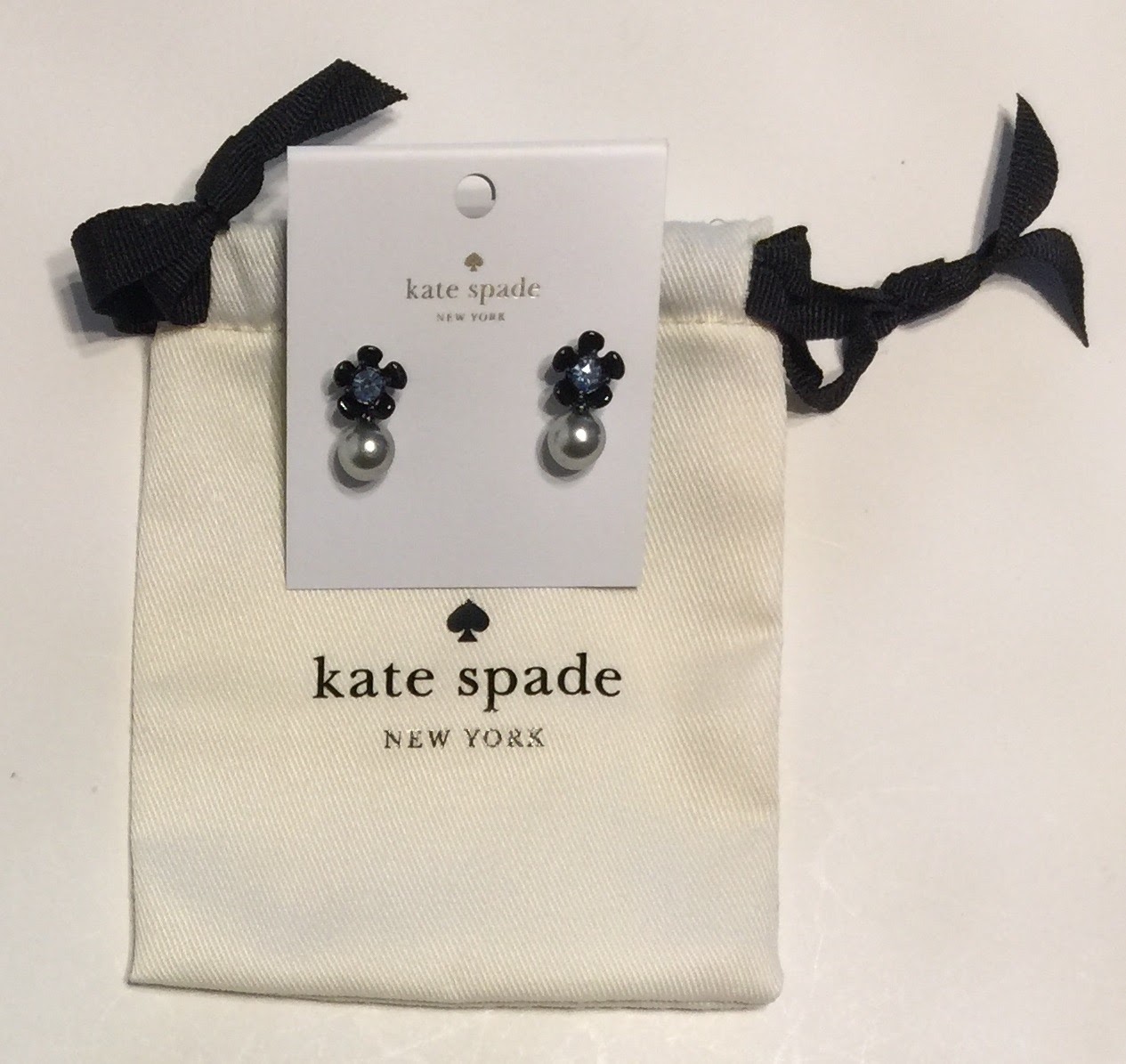 Kate Spade New York Precious Petals Black Flower Pearl Earrings