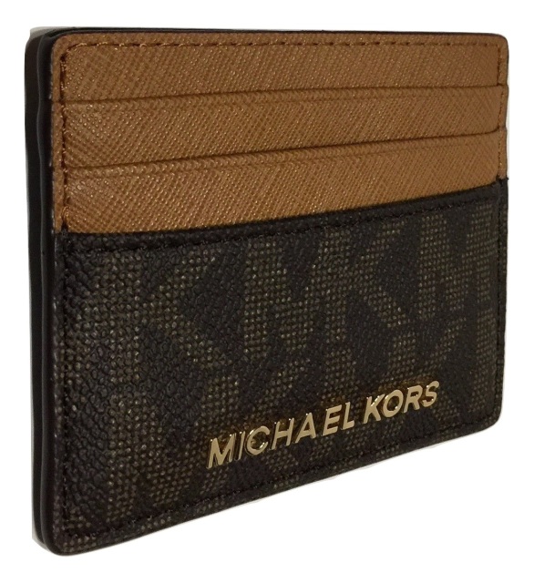 Michael Kors Jet Set Travel LG Card Holder Case Brown MK/Acorn